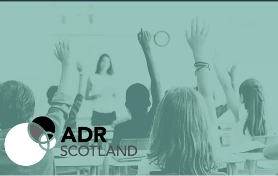 Image showing ADR Scotland logo over an image of a classroom